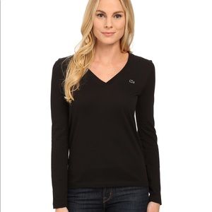Lacoste v-neck black longsleeve tee